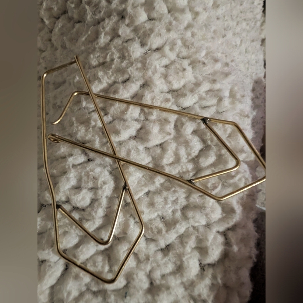 NWOT Brassy Geometric Earrings from World Market - Picture 2 of 3
